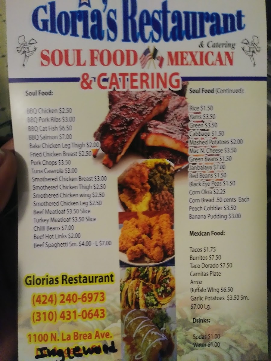 Gloria's Restaurant Menu